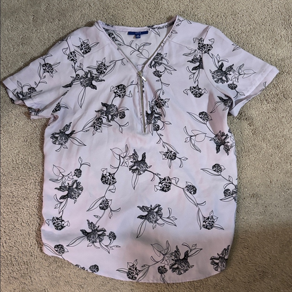 Floral Print Blouse with Zipper Detail